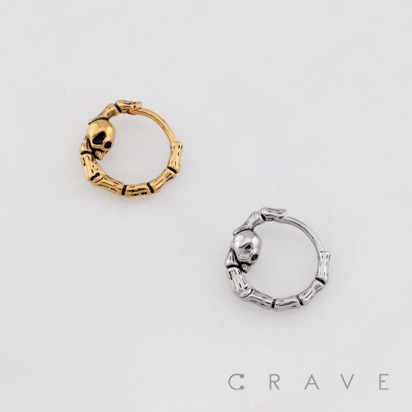 GOTHIC VINTAGE TRIBAL DEATH SKULL BONE 316L SURGICAL STEEL EARRING